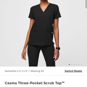 **SOLD*** FIGS Casma Three Pocket Scrub Top - Black MEDIUM